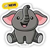 Blank Tag Stickers Sitting Elephant Vinyl Sticker