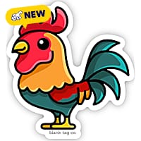 Blank Tag Stickers Rooster Vinyl Sticker