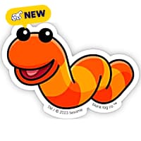 Blank Tag Stickers Slimey the Worm Vinyl Sticker