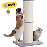 SONGMICS HOME 33.5" XXL Tall Cat Scratcher Post, Sisal Pole with Spring Pompom Toy and Bell, for Medium & Large Cats