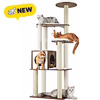 SONGMICS HOME 65-Inch Cat Tower - Modern Cat Tree Condo with 5 Scratching Posts, Perch & Washable Cushions