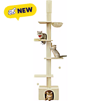 SONGMICS HOME 91-115-Inch Floor-to-Ceiling Cat Tower for Indoor Cats with Hammock, Perch, Cave & Thick Scratching Posts