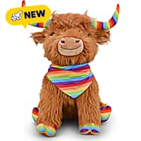 Multipet International Lamb Chop Jumbo Highland Cow Rainbow Dog Toy