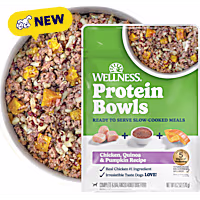 Wellness Protein Bowls, Adult Fresh Alternative Wholesome Grains Chicken, Quinoa & Pumpkin Recipe Dog Food