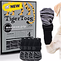 DOK TigerToes Classic Grey Premium Non-Slip Dog Socks