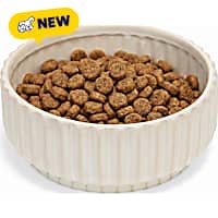 Petco Cream Ribbed Ceramic Dog Bowl