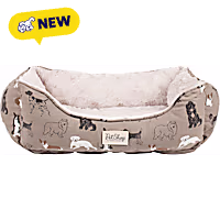 PetShop by Fringe Studio Pencil Dogs Warm Taupe Medium Rectangular Cuddler Pet Bed