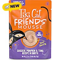 Tiki Cat Friends Mousse Chicken, Pumpkin & Tuna Recipe in Broth Cat Food