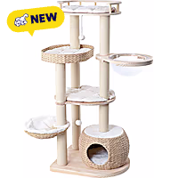 Happy & Polly Whispering Hollow Natural Wood Cat Tree