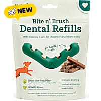 Woof Bite n' Brush Dog Toothbrush Toy Refills, Plaque & Tartar Dental Chews for Dog Treats