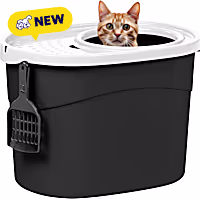 Iris Round Top Entry Cat Litter Box & Scoop