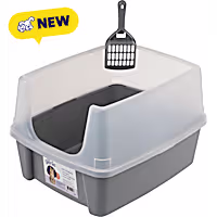 Litter Genie Cat Litter Box with Scatter Shield and Scoop, High Sided Cat Litter Pan