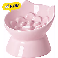 PawsPik Lynx Ceramic Raised Slow Ceramic Dog & Cat Elevated Food Bowl