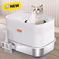 PawsPik Extra-Large Stainless Steel Top Entry Cat Litter Box & Scooper