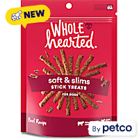 WholeHearted Grain Free Soft and Chewy Beef Recipe Dog Treat Sticks