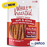 WholeHearted Grain Free Soft and Slim Dog Treat Stick Variety Pack