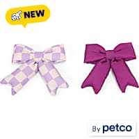 YOULY Purple Checkers Slide-On Collar Bow Set
