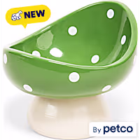 EveryYay Ceramic Pedestal Painted Mushroom Cat Bowl