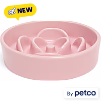 EveryYay Pink Rose Ceramic Slowfeeder Dog Bowl