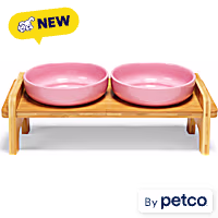 EveryYay Pink Ceramic Double Diner Dog Bowl