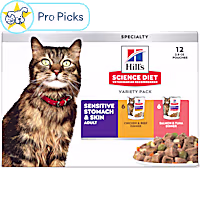 Hill's Science Diet Adult Sensitive Stomach & Sensitive Skin Chicken-Beef, Tuna-Salmon Wet Cat Food Variety