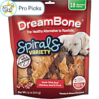 DreamBone Spirals Chicken, Beef or Pork, Rawhide-Free Chews for Dogs Variety Pack