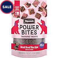 Merrick Power Bites Grain Free Snack with Real Beef Recipe Natural Soft and Chewy Real Meat Dog Treats