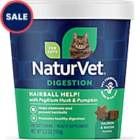 NaturVet Salmon and Bacon Flavor, Hairball Help! Digestion Supplements for Cats