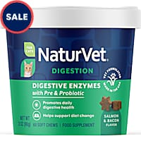 NaturVet Salmon and Bacon Flavor Soft Chews, Digestive Enzymes Supplements for Cats