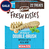Merrick Fresh Kisses Natural Dental Chews Toothbrush Shape Treat Infused with Real Mint for Medium Dogs