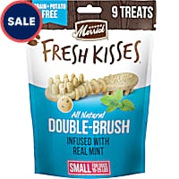 Merrick Fresh Kisses Natural Dental Chews, Toothbrush Treat Shape Infused With Real Mint for Small Dogs 15-25 lbs.