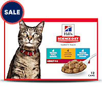Hill's Science Diet Adult Tender Dinner Chicken, Tuna and Ocean Fish Canned Wet Cat Food Variety Pack