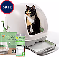 Purina Tidy Cats Breeze Covered Cat Litter Box System Kit with Pellet Cat Litter, Hooded Litter Box, and Litter Box Pads