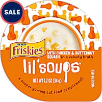 Friskies Lil' Soups With Chicken & Butternut Squash in a Velvety Broth Adult Wet Cat Food Complement