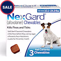 NexGard (afoxolaner) Flea and Tick Soft Beef Flavored Oral Chewables for Dogs 10.1 - 24 lbs. (Blue)