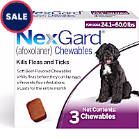NexGard (afoxolaner) Flea and Tick Soft Beef Flavored Oral Chewables for Dogs 24.1 - 60 lbs. (Purple)