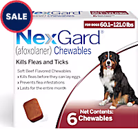 NexGard (afoxolaner) Flea and Tick Soft Beef Flavored Oral Chewables for Dogs 60.1 - 121 lbs. (Red)