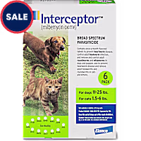 Interceptor Flavor Tabs for Dogs 11 to 25 lbs and Cats 1.5 to 6 lbs