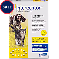 Interceptor Flavor Tabs for Dogs 26 to 50 lbs and Cats 6.1 to 12 lbs