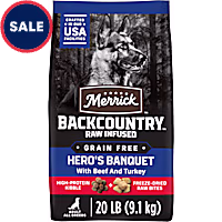 Merrick Backcountry Grain Free Kibble with Freeze Dried Raw Pieces, Hero's Banquet Recipe Adult Dry Dog Food