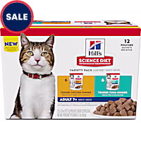 Hill's Science Diet Chicken, Tuna and Ocean Fish Senior 7+ Wet Cat Food Variety Pack
