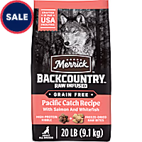 Merrick Backcountry Grain Free Kibble with Freeze Dried Raw Pieces, Pacific Catch with Salmon Adult Dry Dog Food