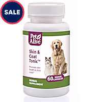 PetAlive Skin & Coat Tonic Veggie Capsules Natural Herbal Supplement for Shiny & Glossy Fur for Pets