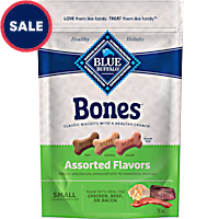 Blue Buffalo Bones Assorted Flavors Beef, Chicken, Bacon Small Natural Crunchy Dog Biscuit Treats