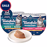 Blue Buffalo Tastefuls Spoonless Singles Whitefish/Tuna & Salmon Wet Cat Food Pate Variety Pack