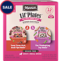 Merrick Lil' Plates Grain Free Beef and Turkey Dinner Duos Soft Natural Wet Small Dog Food Variety Pack