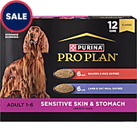 Purina Pro Plan Sensitive Skin and Stomach, Salmon and Rice and Lamb and Oat Meal Wet Dog Food Variety Pack
