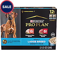 Purina Pro Plan Specialized Chicken & Rice, Beef & Rice Entree Adult Large Breed Wet Dog Food Variety Pack