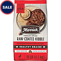 Merrick Healthy Grains Beef and Brown Rice, Raw Coated Kibble, Natural High Protein Freeze Dried Dog Food