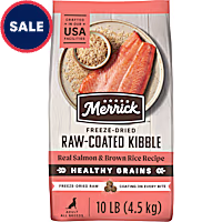 Merrick Healthy Grains Salmon and Brown Rice Freeze Dried Raw Coated Kibble, Natural High Protein Dog Food